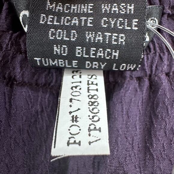 Citron Pants Women 1X Purple Textured Silk Wide Leg High Rise Pull On Lagenlook - Picture 15 of 15